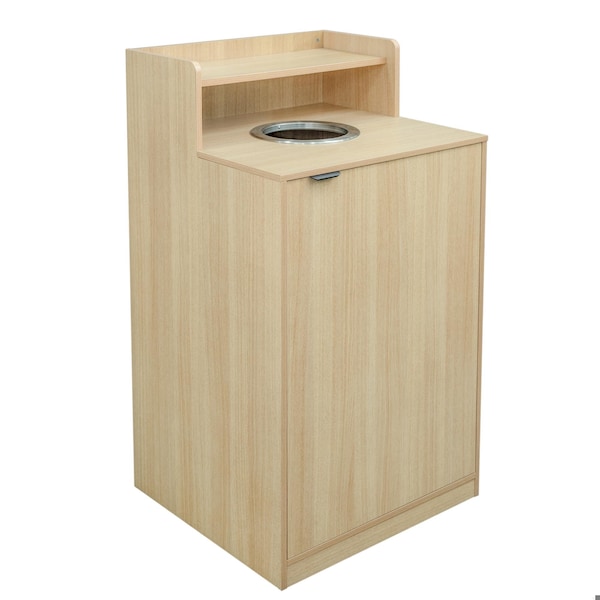 Flash Furniture Dell Receptacle Enclosure for 32 Gallon Trash Cans w/8-in Drop Hole and Upper Tray Shelf in Oak GC-M-196-OAK-GG - main